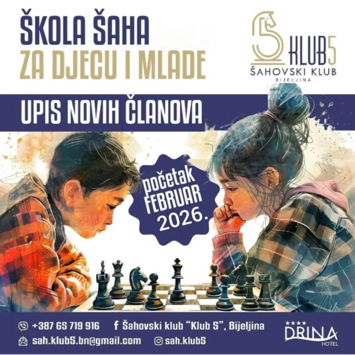 Šahovski klub “Klub5“ Bijeljina otvara vrata mladim umovima: Upis u školu šaha u toku
