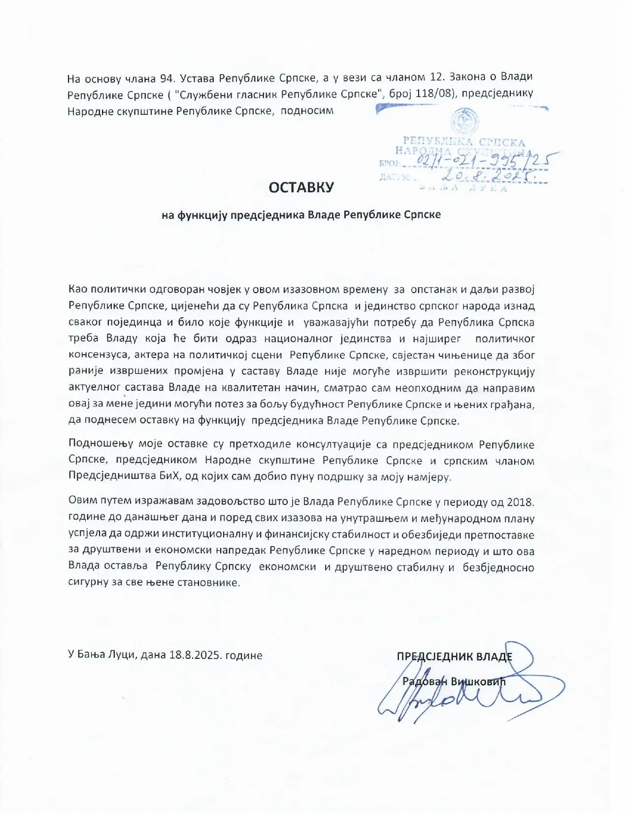 Ostavka viskovic 2ac